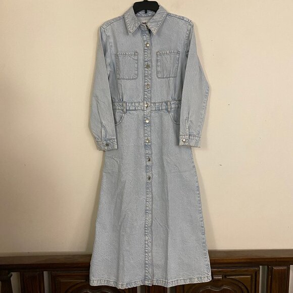NEW Zara Z1975 DENIM MIDI DRESS XS - Picture 10 of 15